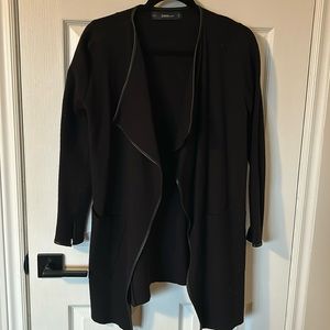 Zara Knit Cardigan with Faux Leather Piping